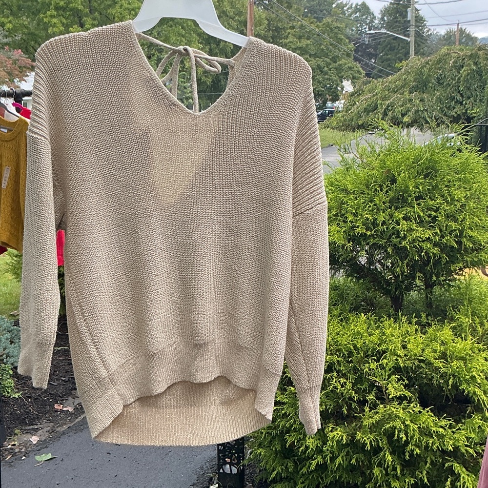LOFT Beige V-Neck Sweater